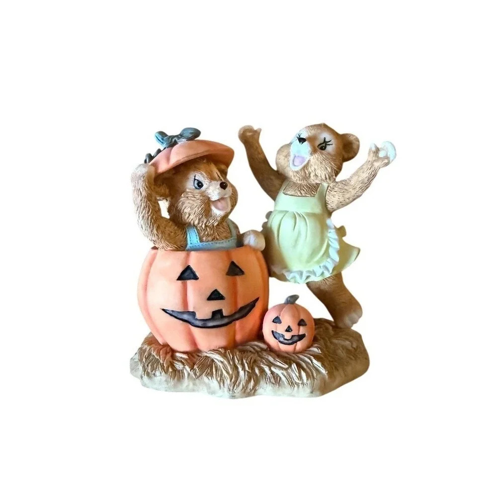 Bear Seasons Hi Pumpkin Halloween Figurine Teddy Bear & Pumpkins 5in 1998‎